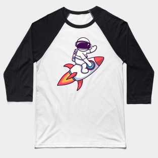 Astronaut Riding Rocket Baseball T-Shirt